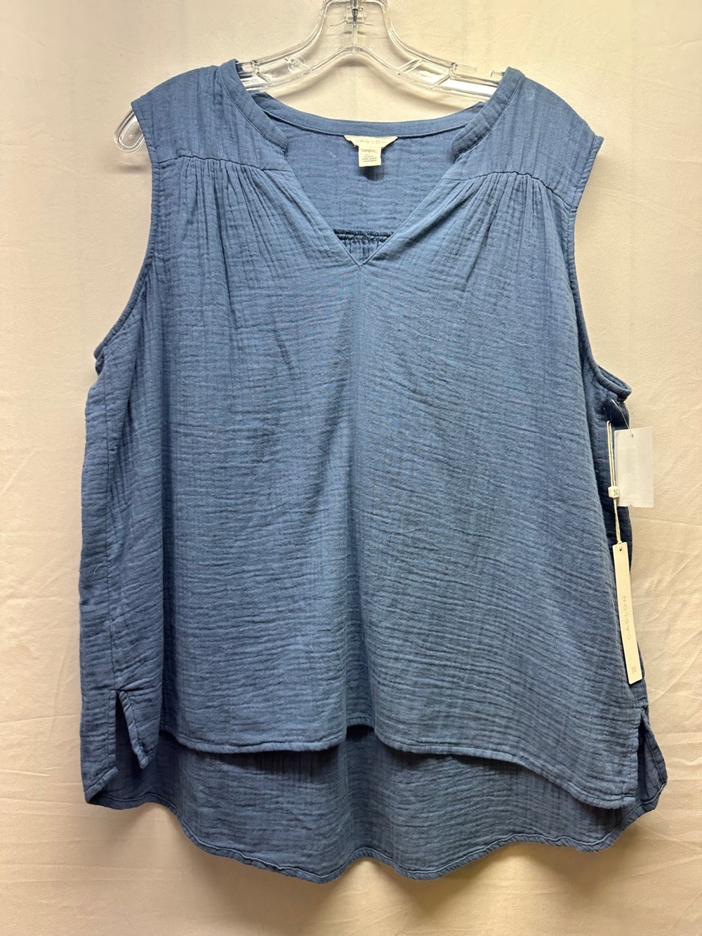 Caslon Blue 100% Gauze Cotton Top - Picture 2 of 9